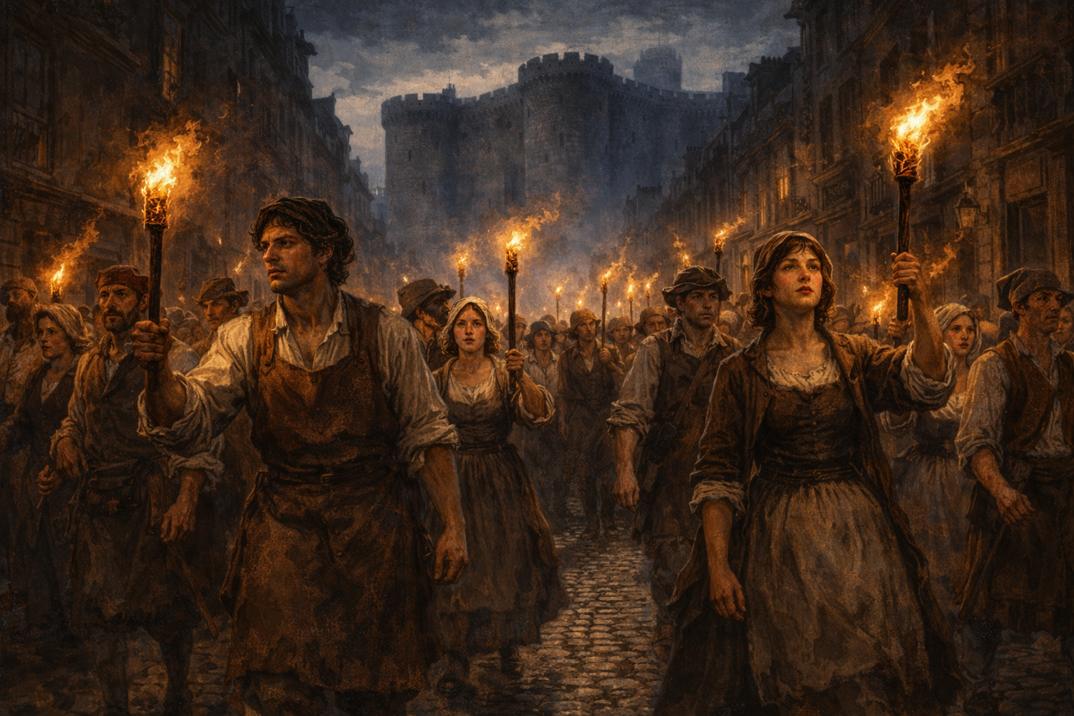 La foule parisienne vers la Bastille