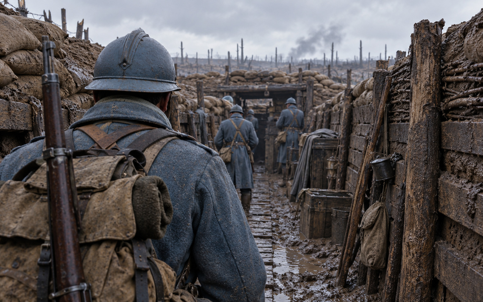 Soldats britanniques dans les tranchées de la Somme 1916