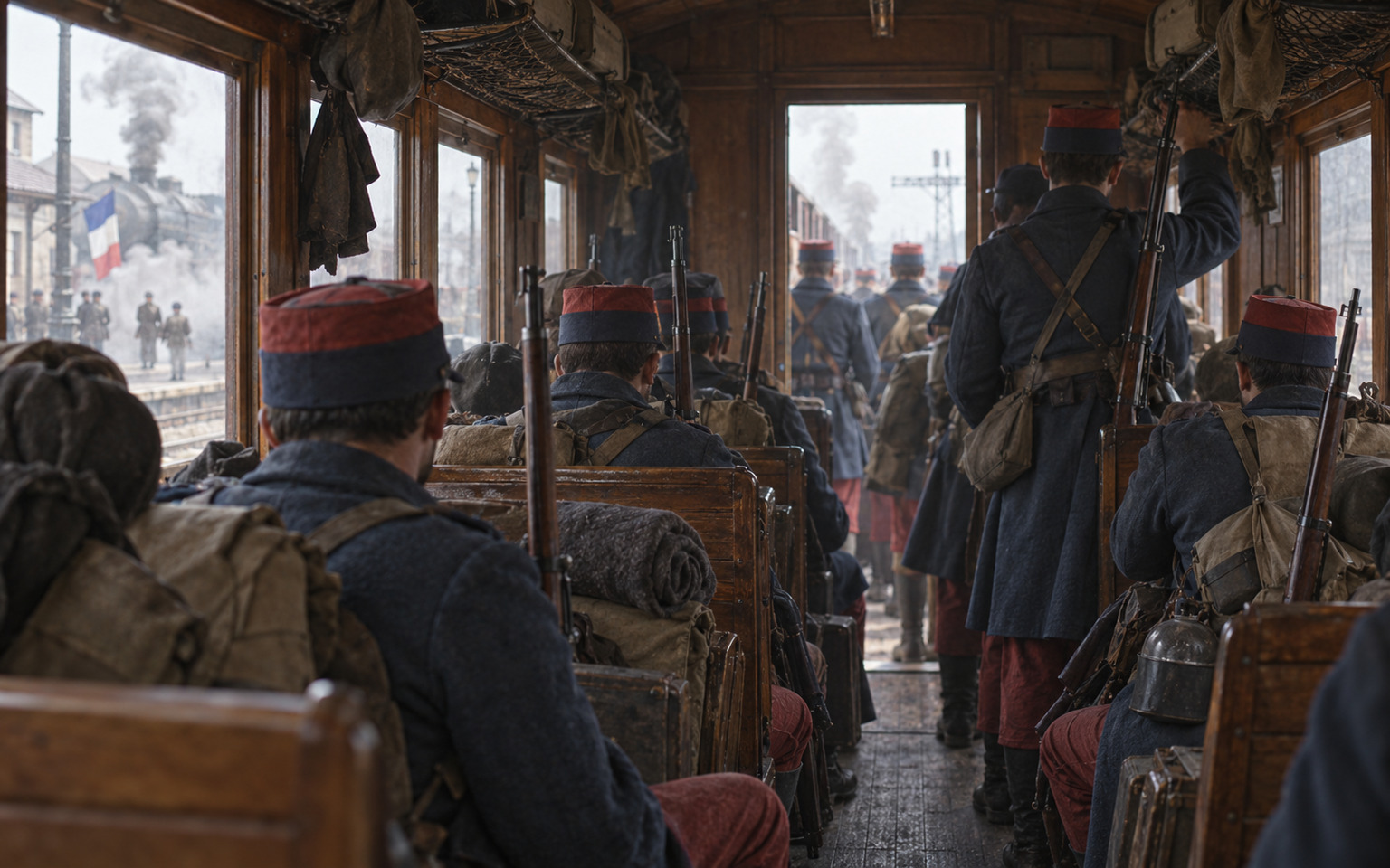 Départ des soldats français en gare août 1914