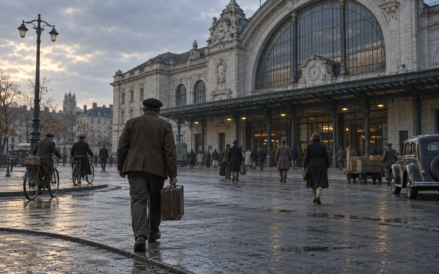 Un père attend son fils sur le quai de la gare de Tours